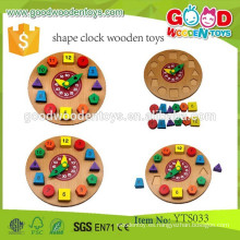 Juguetes de madera promocionales niño reloj educativo juego Juguetes de madera juguetes de forma